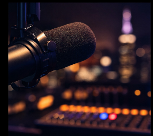 Broadcast microphone in the SilverStream studio